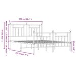 vidaXL Cadre de lit métal sans matelas avec pied de lit noir 150x200cm