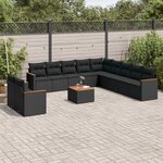vidaXL Salon de jardin 12 Pièces avec coussins noir résine tressée