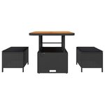 vidaXL Ensemble de salle à manger pour jardin 3 Pièces Noir Poly rotin