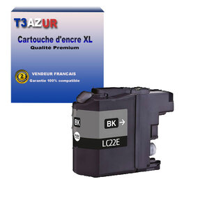 T3AZUR - Cartouche compatible avec Brother MFC-J5920DW LC22E XL Noire