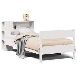 vidaXL Lit bibliothèque sans matelas blanc 75x190cm bois de pin massif