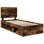 vidaXL Cadre de lit Chêne fumé 100 x 200 cm Pin massif