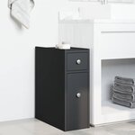 vidaXL Armoire de salle de bain étroite avec roulettes noir