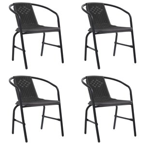 vidaXL Chaises de jardin lot de 4 Rotin plastique et acier 110 kg