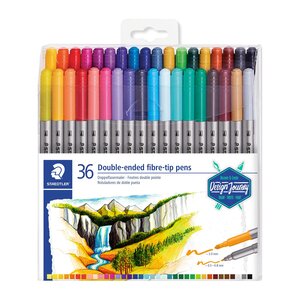 Feutres de coloriage double pointe design journey couleurs assorties - pochette de 36 - staedtler