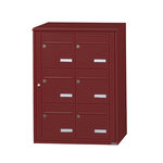 Bloc collectif Leabox 2x3  grade 3  simple face  extérieur  fixation murale  rouge brun ral 3011 finition brillante