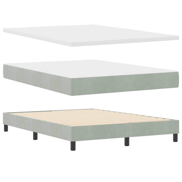 vidaXL Lit à ressorts avec matelas Gris clair 190 x 140 cm Polyester