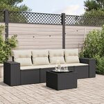 vidaXL Salon de jardin 5 Pièces avec coussins noir résine tressée