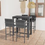vidaXL Ensemble de bar d'extérieur 5 Pièces accoudoir Résine tressée Gris