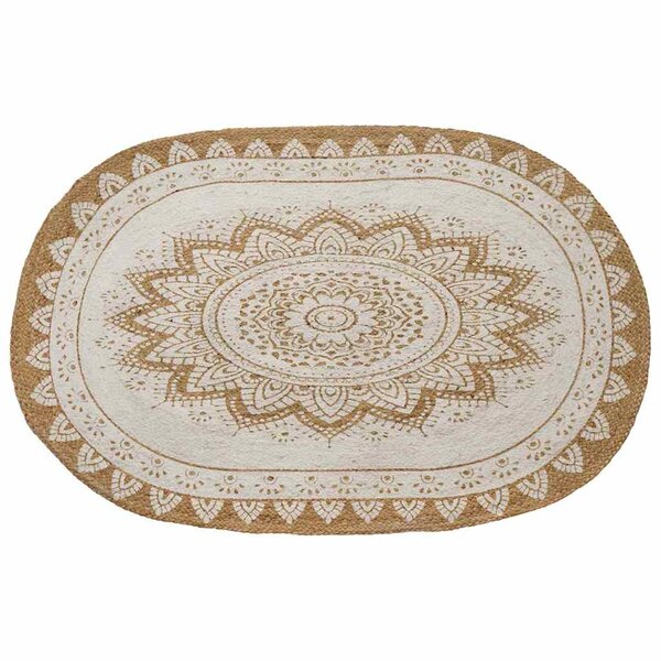 vidaXL Tapis en Jute Floral Naturel 122 x 183 cm Jute
