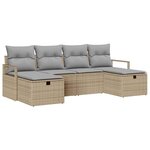 vidaXL Ensemble de canapé de jardin 6 Pièces Beige Poly rotin