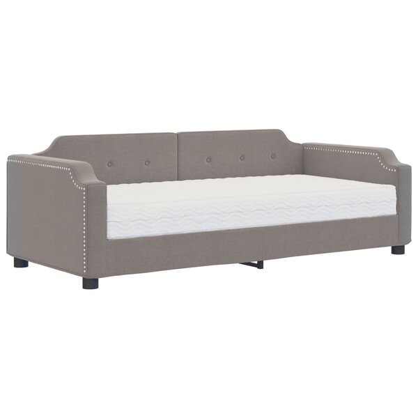 vidaXL Lit de jour avec matelas taupe 100x200 cm tissu