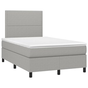 vidaXL Sommier à lattes de lit et matelas gris clair 120x190 cm tissu