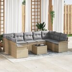 Ensemble de Canapé de Jardin 10 Pièces avec Coussins Noir