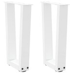 vidaXL Pieds de table basse en forme de V  2 pièces  blanc  28 x (42-43 3) cm  acier
