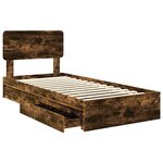 vidaXL Lit de Rangement Chêne fumé 90 x 190 cm Bois d'ingénierie
