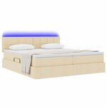 vidaXL Lit de rangement LED avec matelas Crème 200 x 200 cm Tissu