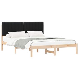 vidaXL Cadre de lit avec tête de lit rembourrée Noir 160 x 200 cm