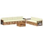 vidaXL Ensemble de canapés d'extérieur 8 pc Naturel et Crème