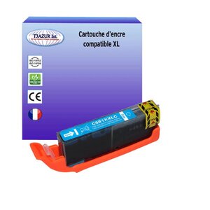 Cartouche compatible avec Canon Pixma TR7500, TR7550, TR8500, TR8550, TS6100, TS6150 remplace  Canon CLI581 XL Cyan - T3AZUR