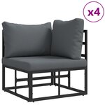 vidaXL Ensemble de canapé de jardin 13 Pièces Noir Aluminium