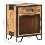 vidaXL Table de chevet 43x30x51 cm Bois de manguier massif brut