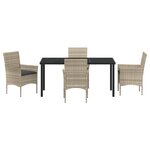 vidaXL Ensemble de Salle à Manger de Jardin 5 Pièces avec Coussins en Rattan Synthétique Gris Clair