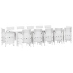 Ensemble de salle à manger de jardin 13 pièces avec coussins en rotin poly blanc