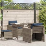 vidaXL Salon de jardin 4 Pièces avec coussins gris résine tressée