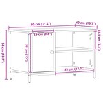 Meuble TV vidaXL en chêne noir 80x40x50 cm en bois d'ingénierie et acier