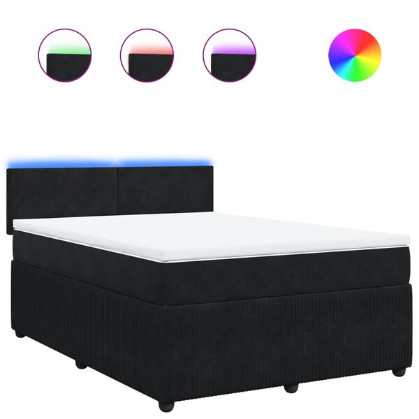 vidaXL Sommier à lattes de lit avec matelas Noir 140x200 cm Velours