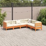 vidaXL Salon de jardin 6 Pièces avec coussins cire marron bois pin massif