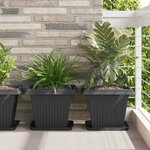 vidaXL Pots de plantes 6 Pièces Noir 38 x 38 x 30 cm Plastique