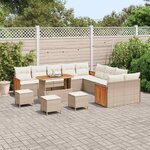 vidaXL Ensemble de canapé de jardin 18 Pièces Beige et crème polyrotin