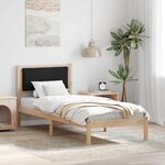 vidaXL Cadre de lit avec tête de lit Noir 80 x 190 cm Pin massif