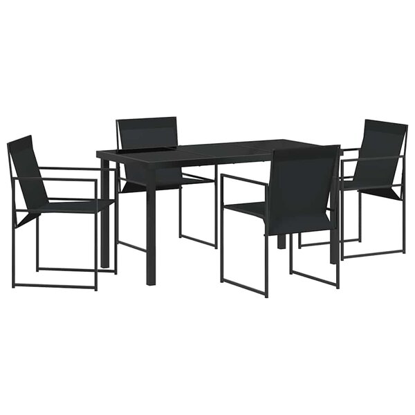 vidaXL Ensemble de jardin 5 pièces en noir avec textilène et acier.