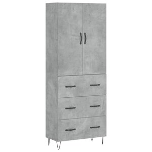 vidaXL Buffet haut Gris béton 69 5x34x180 cm Bois d'ingénierie