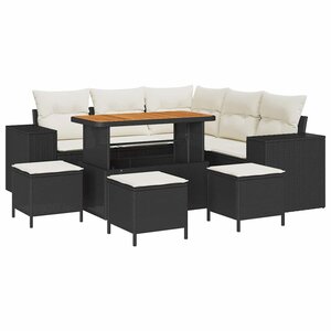vidaXL Ensemble de canapé de jardin 9 Pièces Noir et Crème polyrotin