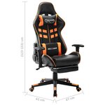 vidaXL Chaise de jeu avec repose-pied Noir et orange Cuir artificiel