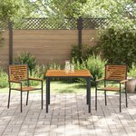 vidaXL Ensemble de salle à manger de jardin 3 pièces Noir Poly Rattan Acacia