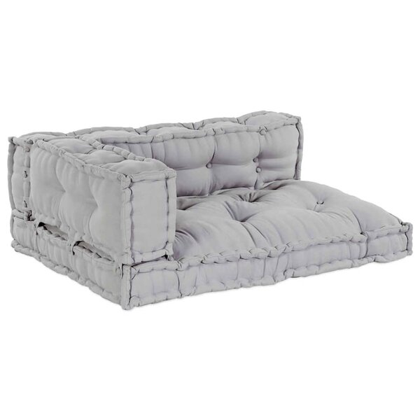 vidaXL Coussin de canapé sur palette 3 Pièces Gris tissu