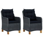 vidaXL Chaises de jardin avec coussins lot de 2 Résine tressée