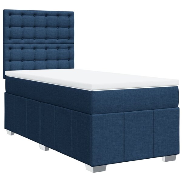 vidaXL Sommier à lattes de lit avec matelas Bleu 90x190 cm Tissu