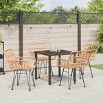 vidaXL Ensemble de salle à manger pour jardin 5 Pièces Marron Poly rotin