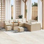 vidaXL Ensemble de canapé de jardin 13 Pièces Beige polyrotin