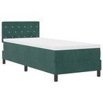 Lit à ressorts vidaXL avec matelas et LED Vert foncé 80x200 cm Velours