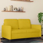 vidaXL Canapé à 2 places Jaune 120 cm Velours