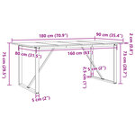 vidaXL Table à manger cadre en O 180x90x75 cm bois de pin massif fonte