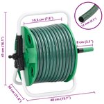 vidaXL Enrouleur de tuyau vert sur pied avec tuyau de 30 m PVC