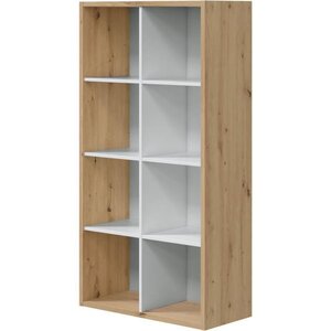 Bibliotheque étagere NOA - Blanc et chêne - 8 cases - 137 x 71 5 x 33 cm